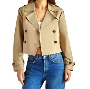 Cropped double-breasted trench